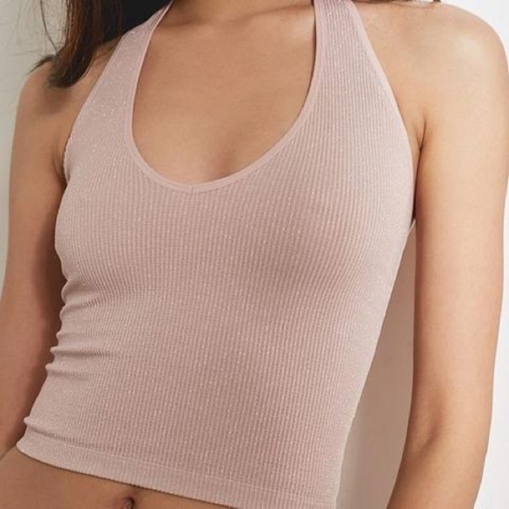 Urban Outfitters Halter Top Ribbed Pink